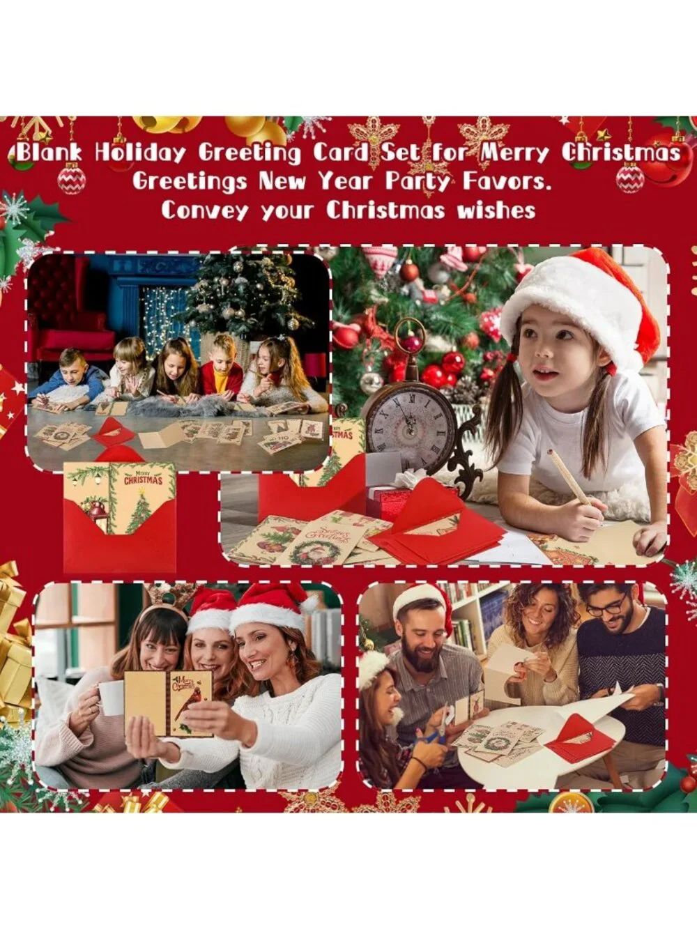 240 Sets Kraft Christmas Greeting Cards with Envelopes - Bulk Holiday Cards